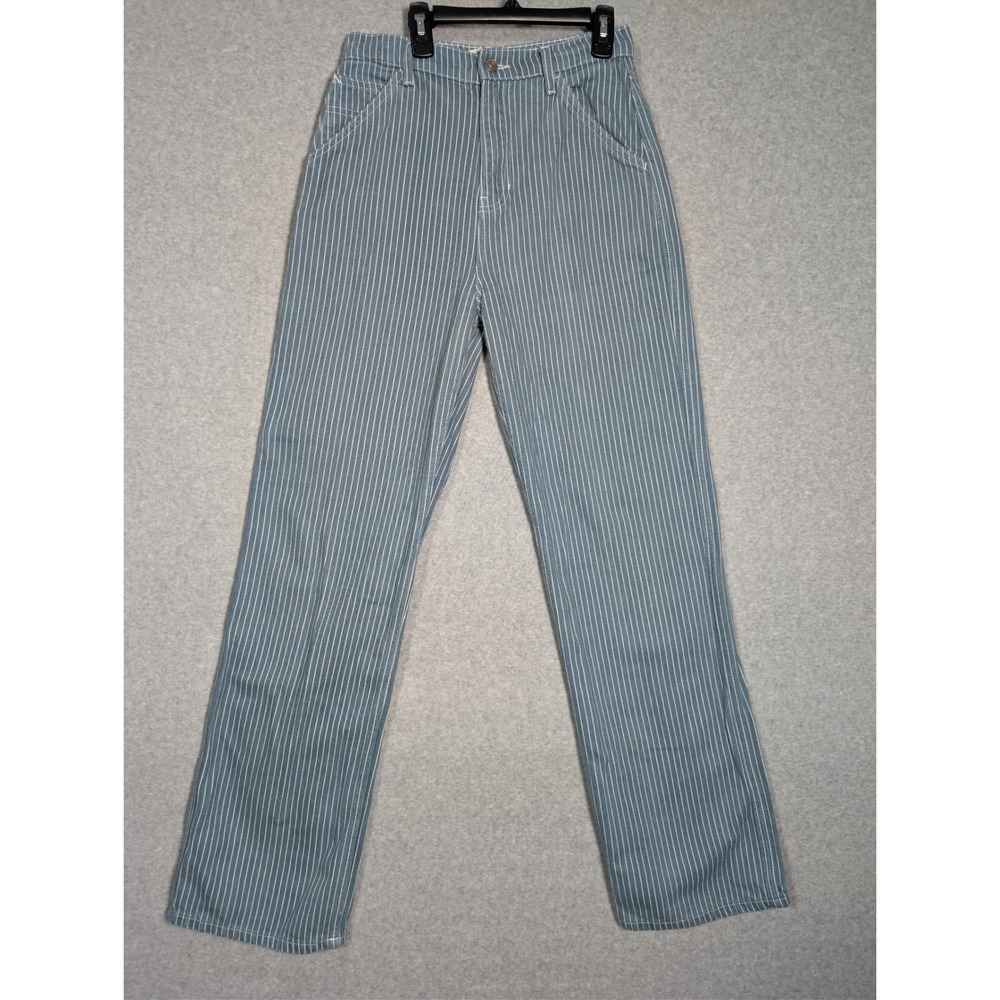 Reformation Wilder Painter High Rise Wide Leg Pinstripe Jeans Blue White Size 27